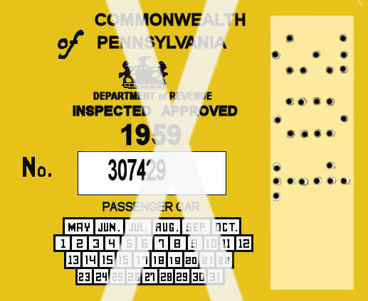 (image for) 1959 Pennsylvania INSPECTION Sticker